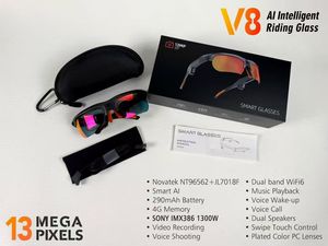 Gafas Inteligentes V8 para Ciclismo, Gafas para Exteriores con Grabación de Fotos y Vídeos de 13MP, Traducción por IA, WiFi6, Audio de Oído Abierto, Logotipo Personalizado - Product Image 3