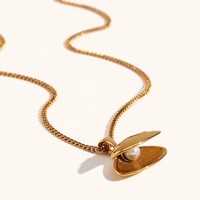 Collar de Perlas de Concha de la Serie New Ocean, Joyería de Acero Inoxidable 316l, Chapado en Oro de 18k, Collar de Moda Resistente al Agua