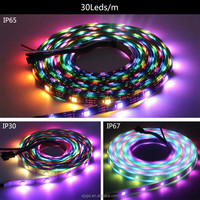 DC5V WS2812B individuellement adressable 5050 RGB Led bande WS2812 Smart Pixels Led lumière noir blanc PCB étanche IP30/65/67