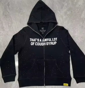 เสื้อฮู้ดดี้ผ้าฝ้ายคุณภาพสูง 100% ประดับเพชรเทียม สไตล์สตรีทแวร์สำหรับผู้ชาย รุ่น THAT'S a AWFUL LOT of COUGH SYRUP - Product Image 1