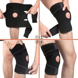 Adjustable Strap Elastic <b>Patella</b> Sports Knee Sleeve Black Neoprene Basketball Running Workout Knee Sleeve Professional - Product Image 5
