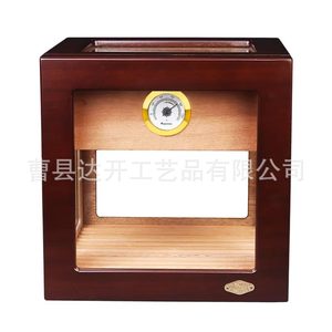Humidor Cuadrado de Madera para Cigarros, Caja de Almacenamiento de Escritorio a Prueba de Humedad, Hecha de Madera de Cedro Sólido - Product Image 3