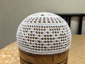 Chapeau brodé au crochet en <span class=keywords><strong>coton</strong></span> pur <span class=keywords><strong>DMC</strong></span> tissé à la main pour homme musulman, blanc, décontracté, idéal pour le voyage ou comme cadeau - Product Image 5