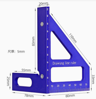 Règle de mesure industrielle en alliage d'aluminium durable multi-angles 3D - Outil de traçage de trous carrés précis pour projets industriels et bricolage