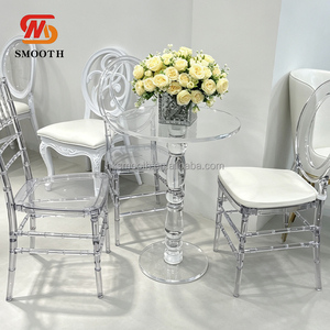 Table basse ronde en acrylique transparent au design moderne et élégant, idéale pour les mariages et événements, vente en gros professionnelle pour la décoration de fêtes. - Product Image 1