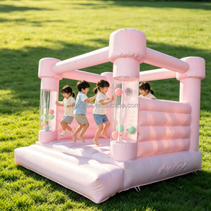 Château gonflable <span class=keywords><strong>rose</strong></span> et blanc en PVC pour enfants, idéal pour les fêtes, événements, location de châteaux gonflables, maison de rebond pour enfants à louer - Product Image 2