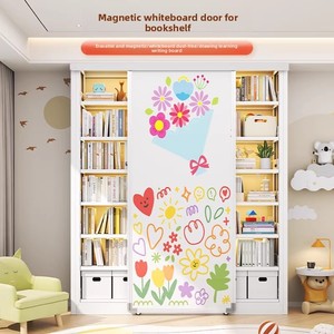 Estantería Moderna de Acero para <span class=keywords><strong>Libros</strong></span> con Puertas Corredizas, Pizarra Blanca, Almacenamiento de <span class=keywords><strong>Libros</strong></span> Infantiles, Estantería de <span class=keywords><strong>Pared</strong></span> Multicapa, Autoensamblable - Product Image 2