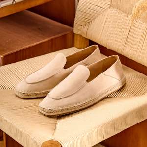 รองเท้าลำลองผู้ชายหนังกลับแท้สไตล์อังกฤษย้อนยุค ผ้าลินินทอ กันลื่น แบบโปร่งใส - Product Image 3