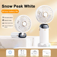 Nouveau ventilateur portable USB rechargeable, mini, pliable, avec affichage numérique, vente en gros, équipement personnel de soins quotidiens