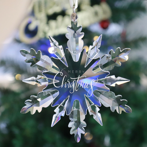 Customized Engraved Logo 100mm K9 High Quality <b>Crystal</b> Snowflake Christmas Tree Ornament with UV Printing Techniques - Product Image 4