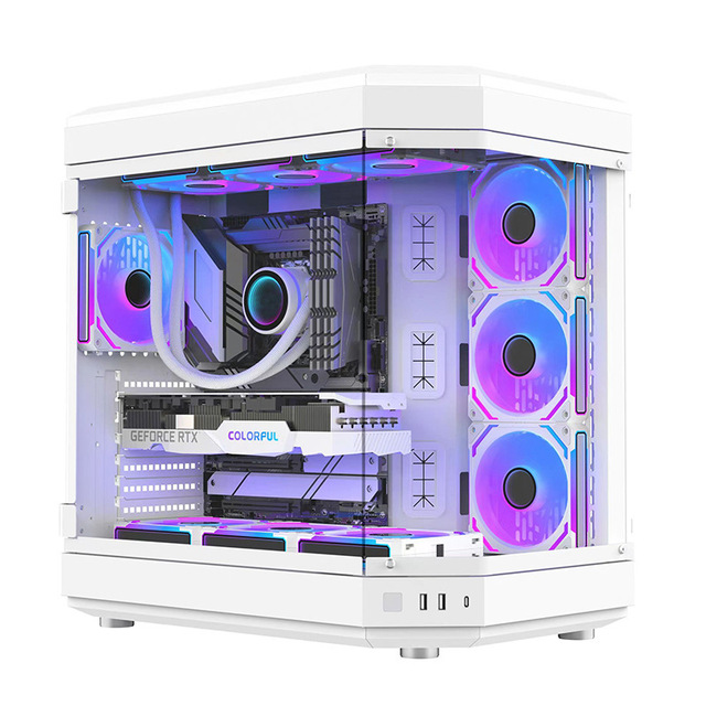 Cross Border PRO Panoramic Glass Side Atx Pc case Transparent Top Water-Cooled 360 Degree Partition Multi-Hard Drive ATX Stock
