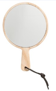 Woden Xử Lý Vòng Hình Dạng Gương Với Da Chuỗi Tường Treo Trang Trí Nội Thất Gương - Product Image 5