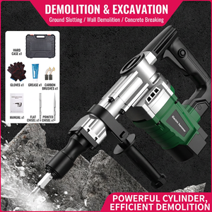Electric Hammer SDS Max Industrial Wall Demolition <b>Power</b> <b>Tool</b> 110V US Plug Pistol Grip Metal Body - Product Image 3