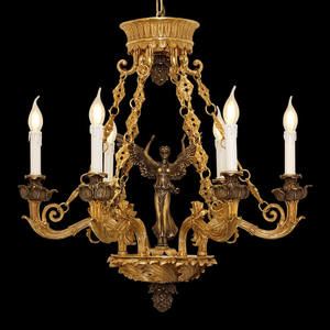 Rococo angel – <span class=keywords><strong>plafonnier</strong></span> en cuivre avec 6 lampes suspendues, lustre en laiton français de style <span class=keywords><strong>baroque</strong></span> - Product Image 1