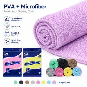 ผ้าเช็ดทำความสะอาดไมโครไฟเบอร์ PVA แบบกำหนดเองสำหรับขายส่ง ซึมซับน้ำได้ดี เป็นมิตรกับสิ่งแวดล้อม ใช้สำหรับเช็ดกระจกรถยนต์และห้องครัว - Product Image 2