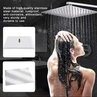 Douche de pluie rectangulaire murale en acier inoxydable SUS304 chromé de 16 pouces, haute pression, injection d'air, pour projets hôteliers commerciaux