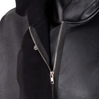 Veste en cuir PU pour homme TOPSHOW, noire, surdimensionnée, à capuche, style gothique, ourlet asymétrique, poignets découpés, avec pendentif croix