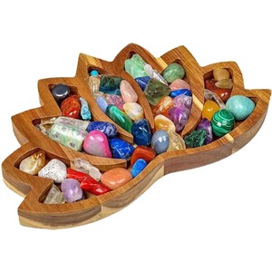 Caja de almacenamiento de cristal de madera transfronteriza con diseño de loto, para llaves, joyas y piedras preciosas, organizador de escritorio - Product Image 2