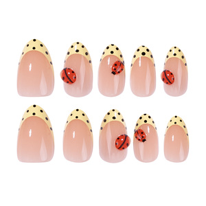 <span class=keywords><strong>Faux</strong></span> ongles en amande courts à marque privée avec colle, vente en gros, en gel souple, fleurs 3D, style français, à presser, fournitures - Product Image 4