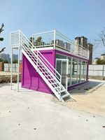 Rumah Kontainer Prefab Ungu Instalasi Cepat, Rumah Mungil Baja Modular Modern, Apartemen Teras Atap Ramah Lingkungan
