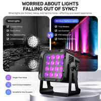 Lampu Par LED Nirkabel 2.4G DMX Tahan Air IP65 Bertenaga Baterai 16x10W RGBWauv 4in1 Pencahayaan Panggung Acara Pernikahan Luar Ruangan Pesta