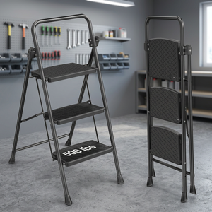 บันไดเหล็กพับได้แบบพกพาสำหรับใช้ในบ้าน งานซ่อมแซมภายในบ้านประจำวัน - Product Image 3