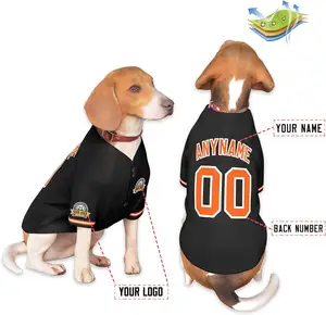 Personalized Dog Shirts with Name Number Logo for Small Pet Dogs Custom Dog Baseball Jersey