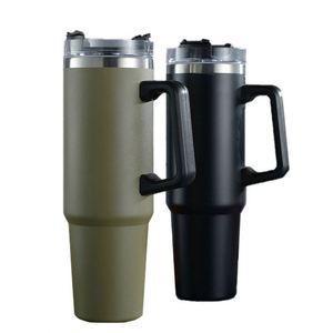 Vaso Térmico de Acero Inoxidable de 40 oz con Asa y Pajita, Ecológico, Aislamiento Térmico de 6 a 12 Horas para Hogar, Oficina, Auto y Camping - Product Image 1