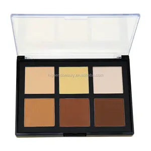 Tùy Chỉnh Nhãn 6 Màu Mỹ Phẩm Foundation Ép Bột Mặt Trang Điểm Highlight Powder Palette Contour Powder Kit