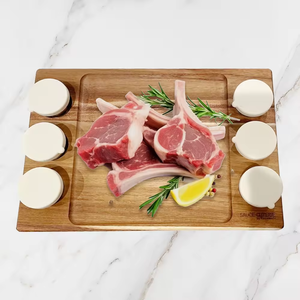 Bandeja para servir alimentos de madera cuadrada extra grande de primera calidad con tazas de acero inoxidable para tabla de charcutería en la cocina - Product Image 5