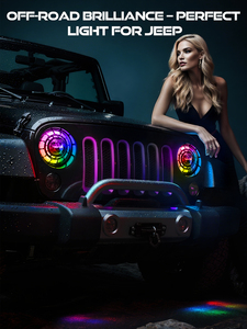 Đèn LED Halo chiếu sáng ban ngày, pha cao pha thấp 7 inch, đèn pha LED tròn RGB mới cho xe Jeep Wrangler JK - Product Image 6