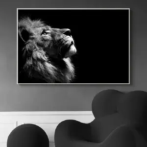 Büyük siyah ve beyaz vahşi hayvanlar afrika kükreyen aslan posterler ve baskılar duvar tuvali resimleri resimleri oturma odası ev dekor