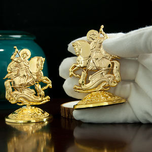 รูปปั้นนักบุญจอร์จกำจัดงู ชุบทอง ของขวัญศาสนาคริสต์สำหรับเทศกาลอีสเตอร์ ตกแต่งบ้าน โบสถ์ โต๊ะ รถยนต์ รูปปั้นศาสนา - Product Image 2