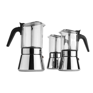 Tws — machine à Espresso en verre de cristal et en acier inoxydable, modèle Moka à Induction, avec sous-verres et cuillères - Product Image 2