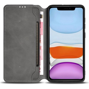 Funda tipo billetera para Apple iPhone 11, funda de cuero suave negra - Product Image 3