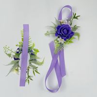 Penjualan Panas Buket Pengantin Mawar Ungu Tua Elegan Buatan Tangan dari Sutra Buatan dengan Aksen Lavender dan Tali Rami.