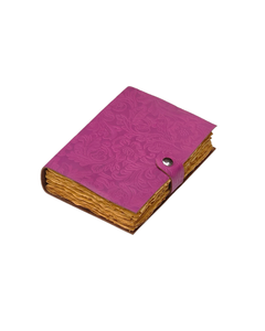 Carnet fait main en cuir gaufré avec bouton tactile, couverture rigide, fermoir, motif floral, fil aquarelle, cadeau vintage, bordure festonnée - Product Image 3