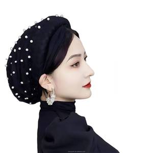 High-qualit Muslim women's Arab scarf hat, high elasticit, tie-back, solid color, soft inner laer, breathable and - Product Image 5
