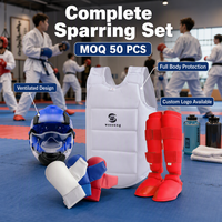 Équipement de protection de karaté en gros avec logo personnalisé OEM approuvé WKF : protège-tête, protège-poitrine, protège-tibias et protège-pieds