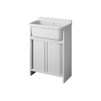 Lavabo rectangulaire moderne en PP de marque italienne célèbre, avec armoire de salle de bain en PVC, double porte et égouttoir résistant à l'eau