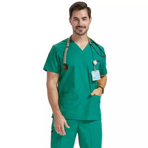 半袖トップスジョガーパンツ医療病院看護男性スクラブセットスパンデックス看護師白いユニフォーム - Product Image 5