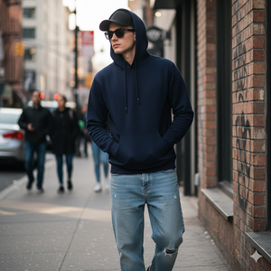 W50006 Sweat-shirts à capuche pour hommes, brodés et imprimés, à manches longues, avec cordon de serrage au col, coupe oversize, style pull - Product Image 2