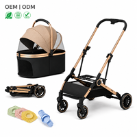Poussette de luxe pour animaux de compagnie avec cabine détachable, cadre pliable en alliage d'acier au carbone, capacité de charge de 25 kg, maille respirante, poussette pour animaux de compagnie à marque privée