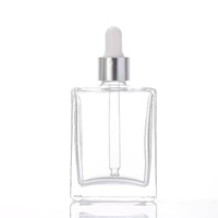 Bouteilles en verre transparent classiques de 30 ml, 50 ml, 100 ml pour cosmétiques, huiles essentielles, sérums, flacon compte-gouttes rectangulaire givré, diffuseur de parfum