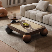 Table basse carrée créative en bois de style médiéval, placage noyer, ensemble de tables de salon design pour créateurs