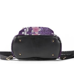 Violet hawaïen polynésien impression mode petits sacs à dos pour femmes luxe en cuir Pu dames décontracté école épaule sac à dos sac à main - Product Image 3