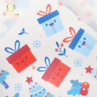 Rouleaux de tissu en vinyle translucide PVC givré à motif cadeau de Noël pour la fabrication de trousses de maquillage – Vente en gros