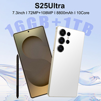 Smartphone S25 Ultra 5G débloqué, écran 7'', 16 Go + 1 To, Deca Core, HD Gaming, 108 MP, Double SIM, Android Global