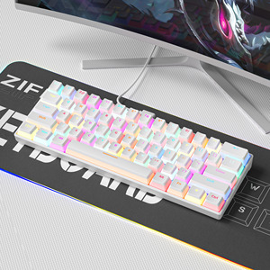 Teclado Mecánico Portátil para Juegos, 60%, con Interruptores, Teclas Pudding, Retroiluminación RGB, Mini, con Cable, para Oficina, Portátil, PC, Mini, Blanco - Product Image 6