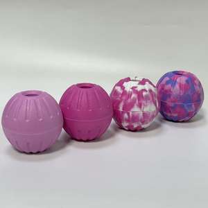 Palla Giocattolo per Cani Moderna e alla Moda, Design Cavo con Rilievi, per Pulizia e Masticazione dei Denti, in Materiale EVA Ecologico, Serie Rosa Colorata - Product Image 1